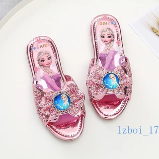 เด็กรองเท้าแตะ 2023 ฤดูร้อนใหม่เรียบง่ายเจ้าหญิง Aisha เวอร์ชั่นเกาหลีสาวบ้านร่มกลางแจ้ง Rhinestone แบนรองเท้า