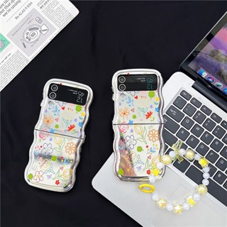 เคสโทรศัพท์มือถือแบบแข็ง ใส กันกระแทก พร้อมสายคล้องมือ สําหรับ Samsung Galaxy Z Flip 4 3 Flip3