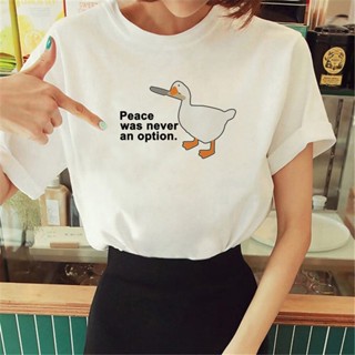 เสื้อยืด พิมพ์ลายการ์ตูน Peace Was Never An Option 2000s ตลก สําหรับผู้หญิง