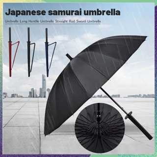 Creative Long Handle ร่มอัตโนมัติดาบซามูไรญี่ปุ่น Handle Shape Umbrella Straight Pole Umbrella