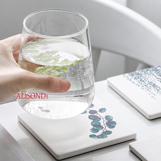 Alisond1 ที่รองแก้วเซรามิค ไม้ก๊อก ทรงกลม ทนความร้อน สไตล์นอร์ดิก สําหรับตกแต่งบ้าน