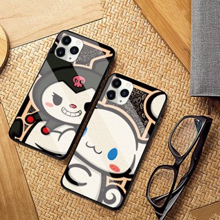 เคสโทรศัพท์มือถือแบบแก้วแข็ง ลายการ์ตูน Sanrio Kuromi Cinnamoroll สําหรับ Samsung A10 A10S A20 A20S A30 A30S A40 A50 A50S A70 A80 A90