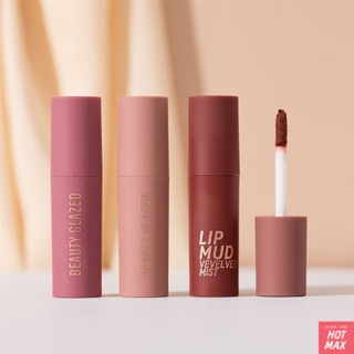 BEAUTY GLAZED 12 สี ลิปสติกเนื้อแมท กันน้ำ ลิปกลอสแบบถ้วยไม่ติดทน ลิปกลอสสีแดงคลาสสิค [hotmax]