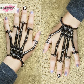 Pinkcool สร้อยข้อมือ กําไลข้อมือ ลายกะโหลก โครงกระดูก ปรับได้ สไตล์โกธิค พังก์ เครื่องประดับ ขายดี