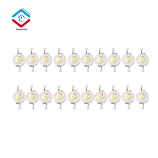 ลูกปัด LED พลังงานสูง 2 Pin 3W สีขาว 170-190Lm 6000K 20 ชิ้น