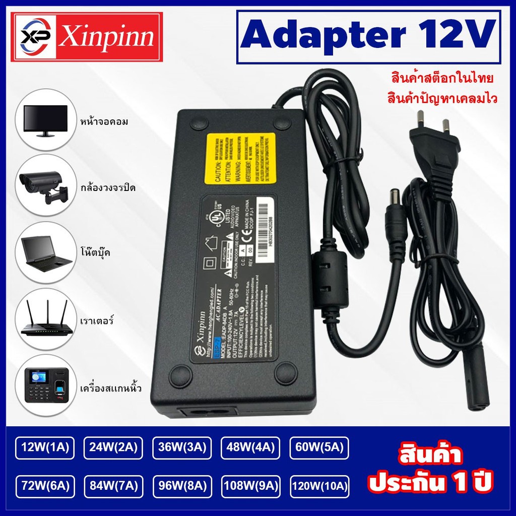 HH Adapter 12V/อะแดปเตอร์ 12 โวลต์ 12W 24W 36W 48W 60W 72W 84W 96W 108W 120W รับประกันสินค้า 1 ปี หั
