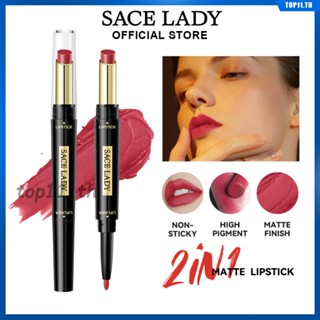 Sace Lady Single Double-ended Lipstick Pen Lip Glaze Waterproof Lasting Non-stick Cup Not Easy To Decolorize Matte 5 Color Lip Balm Lip Tint Female Studnets Lip Makeup (top11.th.)