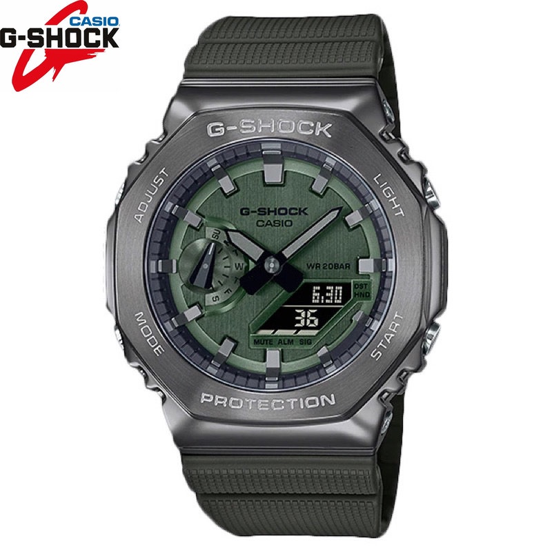 G//shock GM-2100 ชุดสแตนเลสกีฬานาฬิกา GM-2100B-3AJF ARMY สีเขียวเรซิ่นสายนาฬิกา f857