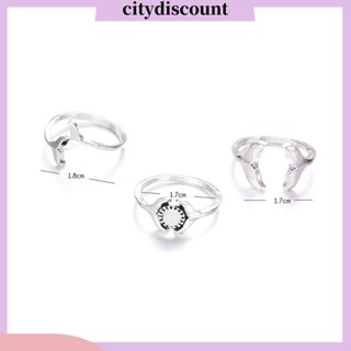 &lt;citydiscount&gt; แหวนนิ้วมือ ประดับพลอยเทียม รูปหางปลาวาฬ เครื่องประดับแฟชั่น สําหรับผู้หญิง 3 ชิ้น ต่อชุด