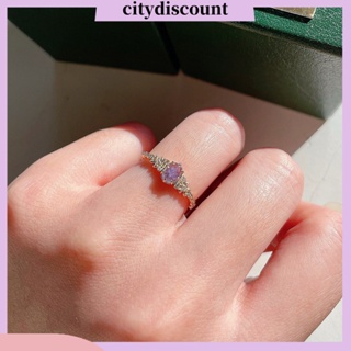 &lt;citydiscount&gt; แหวนหมั้น ประดับเพทาย ลายใบมะกอก แวววาว ไม่จางหาย เครื่องประดับ สําหรับผู้หญิง