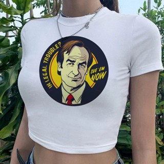 Better Call Saul goth เสื้อครอปกราฟฟิค ไซเบอร์ y2k มังงะ 2000s 90s สําหรับผู้หญิง