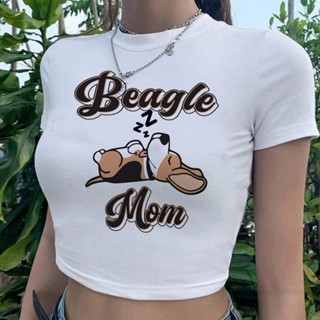 Beagle fairy grunge เสื้อครอปกราฟฟิค yk2 2000s กราฟิกไซเบอร์ y2k เสื้อยืด