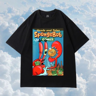 เสื้อยืดสีขาวเสื้อยืด พิมพ์ลาย Mr CRAB SPONGEBOB สําหรับผู้ชาย และผู้หญิงS-4XL