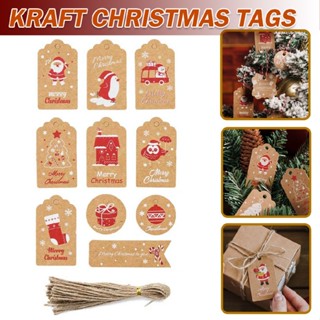 50Pcs Christmas Kraft Paper Gift Hanging Tags Wrapping Paper Labels with Rope