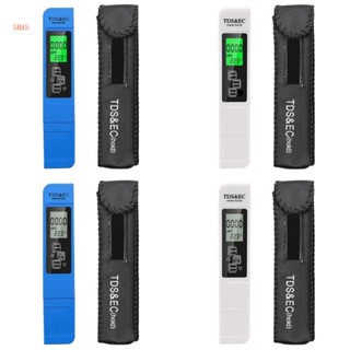 Shas TDS EC เครื่องทดสอบคุณภาพน้ํา หน้าจอ LCD ดิจิทัล TDS EC 3-in-1 สําหรับดื่ม