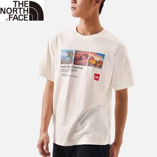 Thenorthface เสื้อยืดคอกลม แขนสั้น ผ้าฝ้าย 100% พิมพ์ลาย ทรงหลวม ใส่สบาย ระบายอากาศ สําหรับผู้ชาย