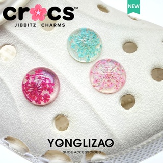 Jibbitz Crocs charms อุปกรณ์เสริมหัวเข็มขัด รูปดอกไม้ สีเหลืองอําพัน DIY สําหรับตกแต่งรองเท้า 2023