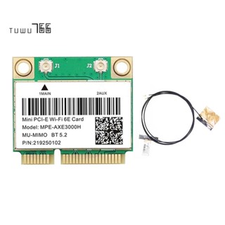 การ์ดเครือข่าย WiFi 6E 2400Mbps Mini PCI-E สําหรับ BT 5.2 802.11AX 2.4G 5G 6Ghz