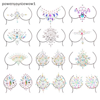 Wow สติกเกอร์รอยสักชั่วคราว แต่งพลอยเทียม สําหรับร่างกาย หน้าอก