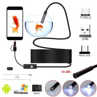 กล้องเอนโดสโคป HD Borescope กันน้ํา พร้อมไฟ LED 6 ดวง สําหรับระบบ Windows Android โทรศัพท์มือถือ OTG