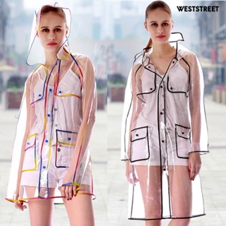 Weststreet เสื้อกันฝน แขนยาว มีฮู้ด แบบใส กันน้ํา สําหรับผู้ใหญ่