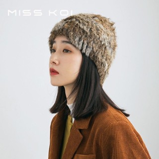 Misskoi [พร้อมส่ง] หมวกขนกระต่าย แบบหนา ให้ความอบอุ่น เข้ากับทุกการแต่งกาย แฟชั่นฤดูใบไม้ร่วง และฤดูหนาว สไตล์เกาหลี สําหรับผู้หญิง