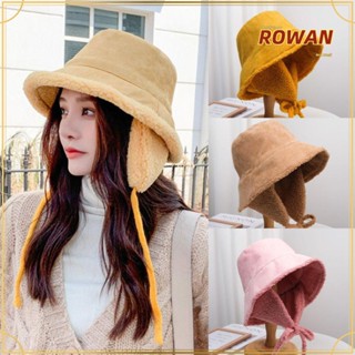 Rowans หมวกบักเก็ต ฤดูใบไม้ร่วง ฤดูหนาว สีพื้น อบอุ่น หมวกปิดหูกันหนาว