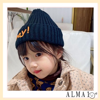 ALMA หมวกบีนนี่ ผ้าถัก แฟชั่นฤดูใบไม้ร่วง ฤดูหนาว น่ารัก