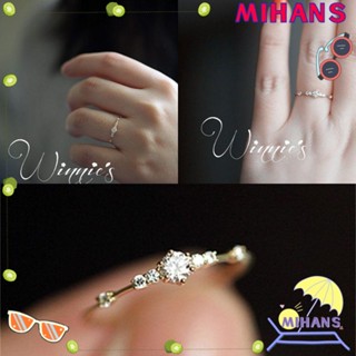 Mih แหวนแต่งงาน ประดับคริสตัล พลอยเทียม 14K สําหรับผู้หญิง