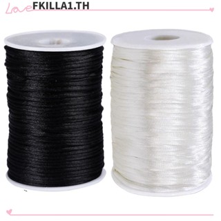 FACCFKI สายไนล่อนซาติน 219 หลา สีขาว 2 มม. 2 ม้วน สําหรับทําเครื่องประดับ