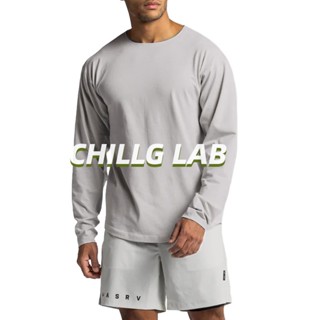 CHILLG LAB ท็อปส์ซูผู้ชาย เสื้อยืดแขนยาว เวอร์ชั่นเกาหลี คอกลม ยอดนิยม กีฬา แมทช์ง่าย สีทึบ เสื้อท่อนล่าง