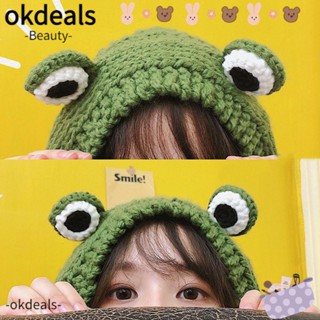 OKDEALS หมวกถักโครเชต์ รูปกบ เครื่องแต่งกายปาร์ตี้ สําหรับเด็ก