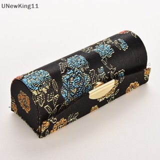 Unewking ขายดี กล่องเคสใส่ลิปสติก ปักลายดอกไม้ สไตล์เรโทร พร้อมกระจก