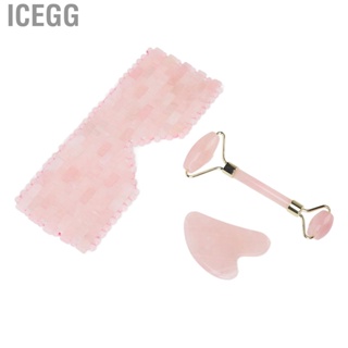 Icegg Gua Sha Set Pink Crystal Eye Facial Scraping Jadestone Roller Tool for Skin Care Body Muscle Relaxing