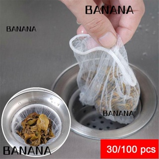 Banana1 30/100 ชิ้น ที่กรองอ่างล้างจาน เศษผม แบบใช้แล้วทิ้ง แยกผมอุดตัน ป้องกันการอุดตัน