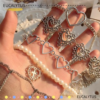 EUTUS สร้อยคอโซ่ยาว รูปหัวใจกลวง สีเงิน สีทอง เครื่องประดับ สําหรับผู้หญิง ผู้ชาย ปาร์ตี้