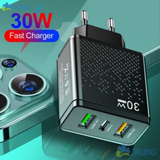 30w Charger 2usb+pdtype-c Eu/us/uk Plug Mobile Phone Power Adapter Travel Mobile Phone Charger ผนัง