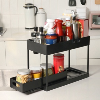 Daily U ภายใต้ Sink Organizer เลื่อนดึงออกสองชั้นภายใต้ Countertop สำหรับห้องน้ำห้องครัวห้องซักรีด