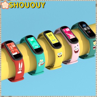 Shououy สายนาฬิกาข้อมือซิลิโคน ลายการ์ตูน Spongebob ระบายอากาศ สําหรับ Xiaomi Mi Band 6 5 4 3 NFC