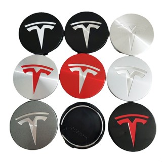 Carlon สติกเกอร์ตราสัญลักษณ์ tesla Hubcaps ติดขอบดุมล้อรถยนต์ 56 มม. สําหรับ tesla Model 3 Model X Model S 4 ชิ้น