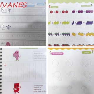 Ivanes หนังสือเมจิกสเปน หมึกเปลี่ยนได้ สําหรับเด็ก ฝึกเขียนตัวอักษร ดิจิทัล