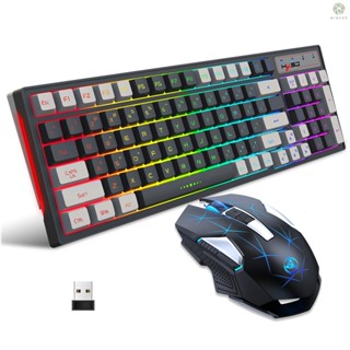 [DZ]HXSJ L99 2.4G ชุดเมาส์คีย์บอร์ดเล่นเกมไร้สาย 96 คีย์ RGB มีไฟแบ็คไลท์ ชาร์จได้