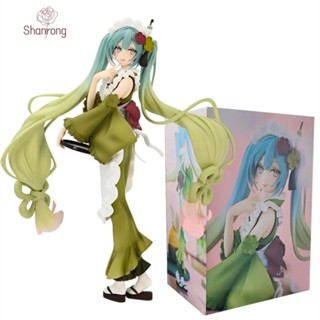 Shanrong โมเดลฟิกเกอร์ PVC รูปการ์ตูนอนิเมะ Hatsune Miku Matcha Ice Cream 23 ซม. ของขวัญวันเกิด สําหรับเด็กผู้หญิง