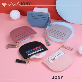 Jy1 กระเป๋าสตางค์ กระเป๋าใส่บัตร มีซิป สีพื้น สําหรับผู้หญิง