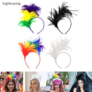 [highbuying] ที่คาดผม ประดับขนนก Mardi Gras หลากสีสัน สําหรับผู้ใหญ่ พร้อมส่ง