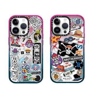 Casetifg เคสโทรศัพท์มือถือ ซิลิโคน TPU แข็ง กันกระแทก ไล่โทนสี ลายการ์ตูนอนิเมะ One Piece พร้อมกล่อง สําหรับ iPhone 14 11 12 13 Pro Max