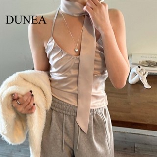 Dunea เสื้อสายเดี่ยว สีพื้น เซ็กซี่ สําหรับผู้หญิง