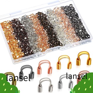 Lansel ตัวป้องกันสายเคเบิล ทองแดง ทองเหลือง รูปตัว U 8 สี สําหรับทําเครื่องประดับ 800 ชิ้น