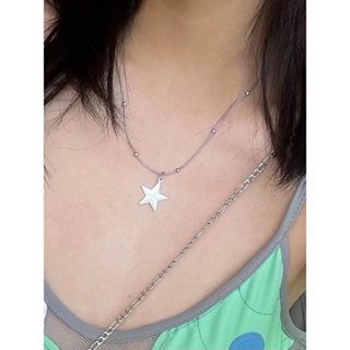 Korean Version Y2k Star Pentagram Necklace for Girls, New Style, Simple and Versatile Ins, Hip-hop Clavicle Chain, Womens Titanium Steel, Does Not Fade