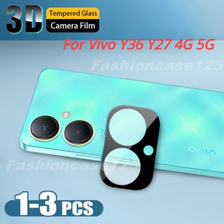 ฟิล์มกระจกนิรภัยกันรอยเลนส์กล้อง HD 3D กันรอยขีดข่วน สีดํา สําหรับ Vivo Y36 Y27 4G 5G VivoY27 VivoY36 2023 3 ชิ้น